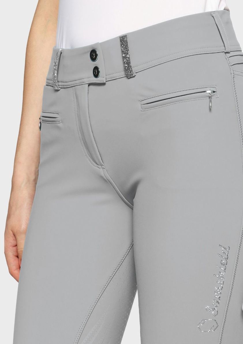 Light Grey Samshield Clara Premium Breeches - Knee Grip