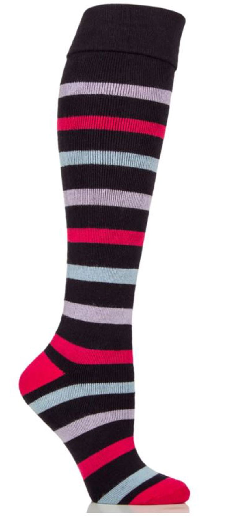 Navy/Blue/Raspberry Wild Feet Junior Welly Stripe Socks