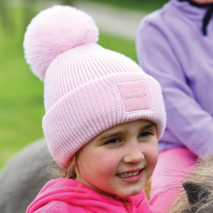 Pink Junior Luxe Recycled Pom Pom Knit Hat