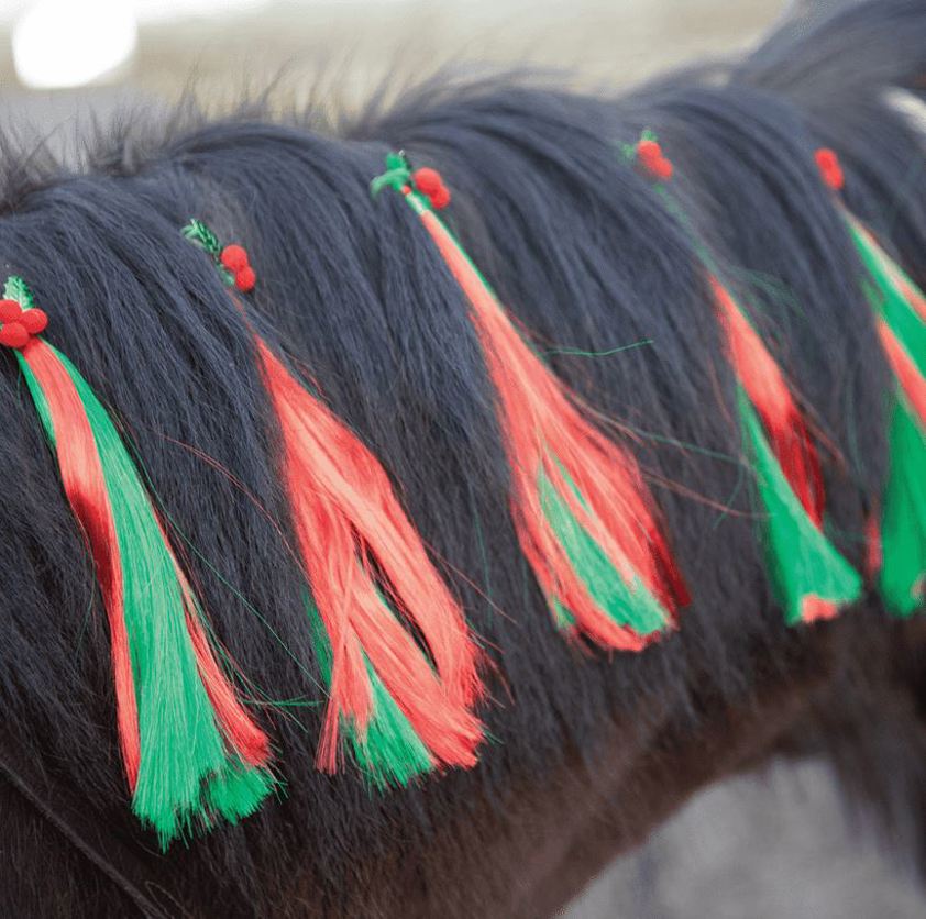 Holly Christmas Horse Mane Tassels (5 pack)