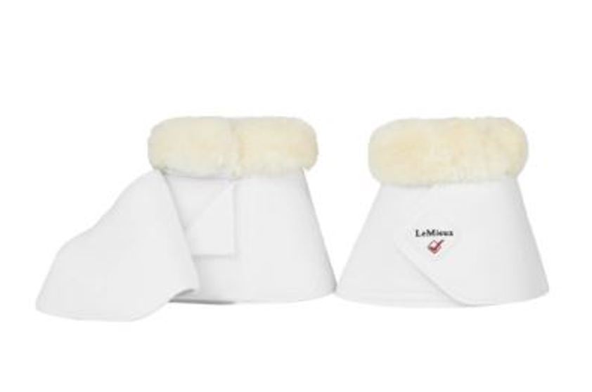 White/Natural LeMieux Fleece Wrapround Over Reach Boots