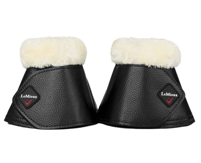 Black/Natural LeMieux Fleece Wrapround Over Reach Boots