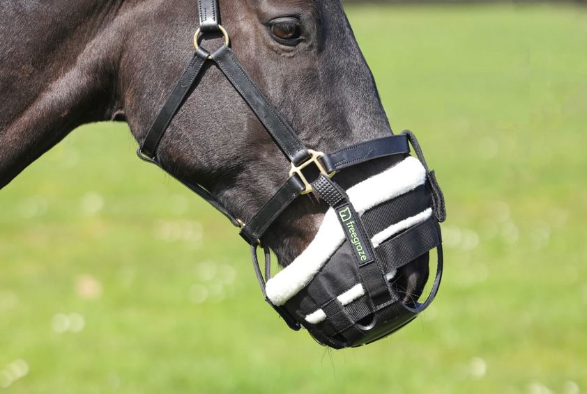 Black FreeGraze Deluxe AirFlow Detachable Grazing Muzzle