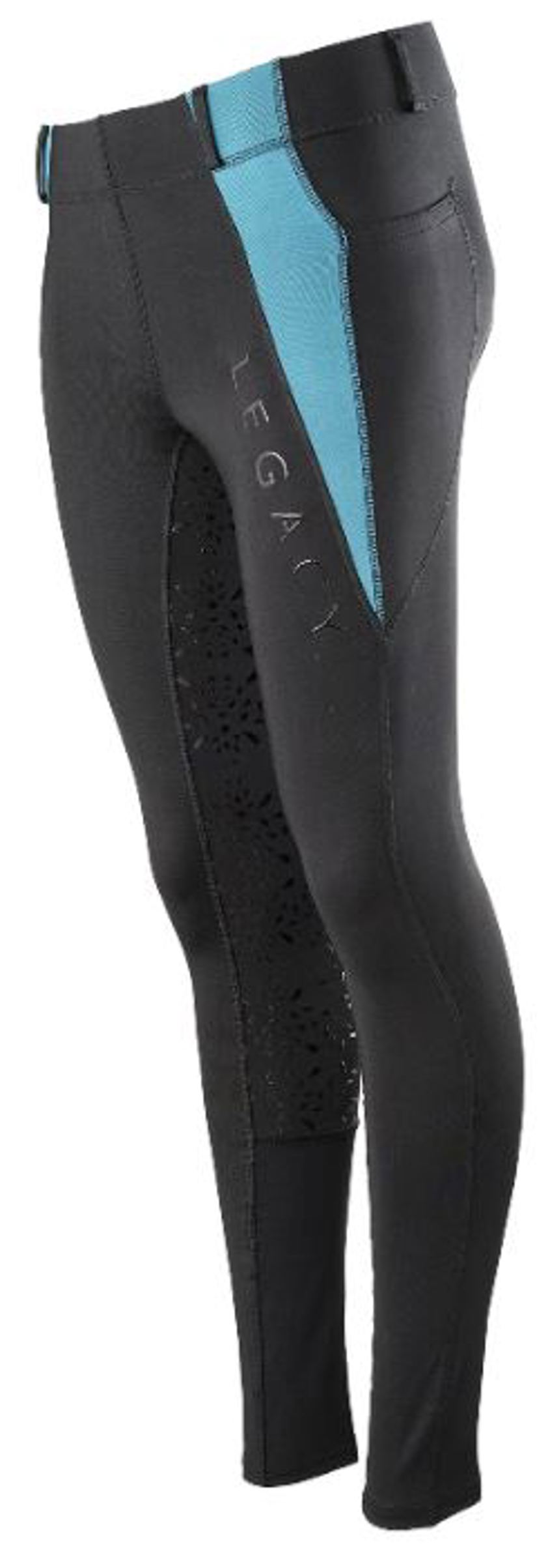 Black/Turquoise Legacy Ladies Riding Tights