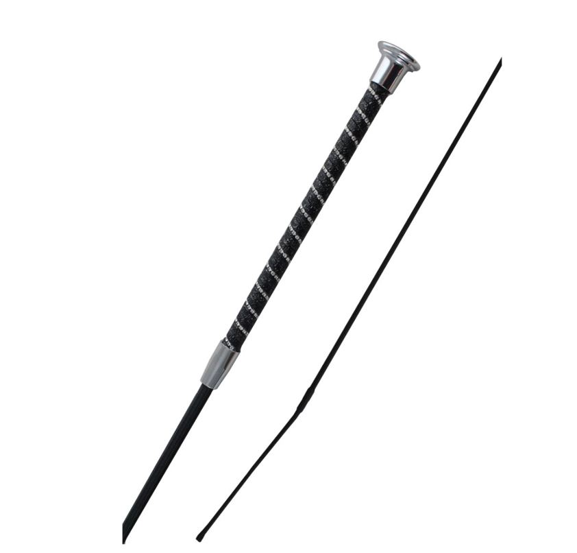 Black/Silver Woof Wear Twisted Dressage Whip