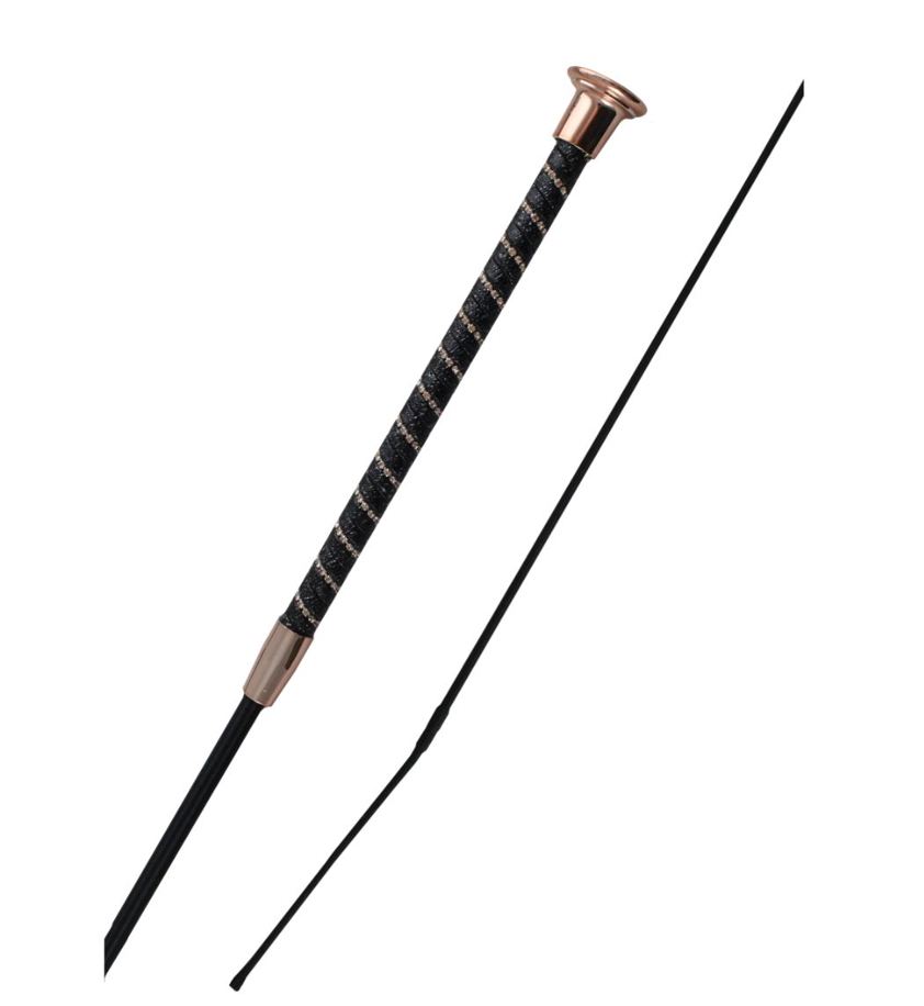 Black/Rose Gold Woof Wear Twisted Dressage Whip