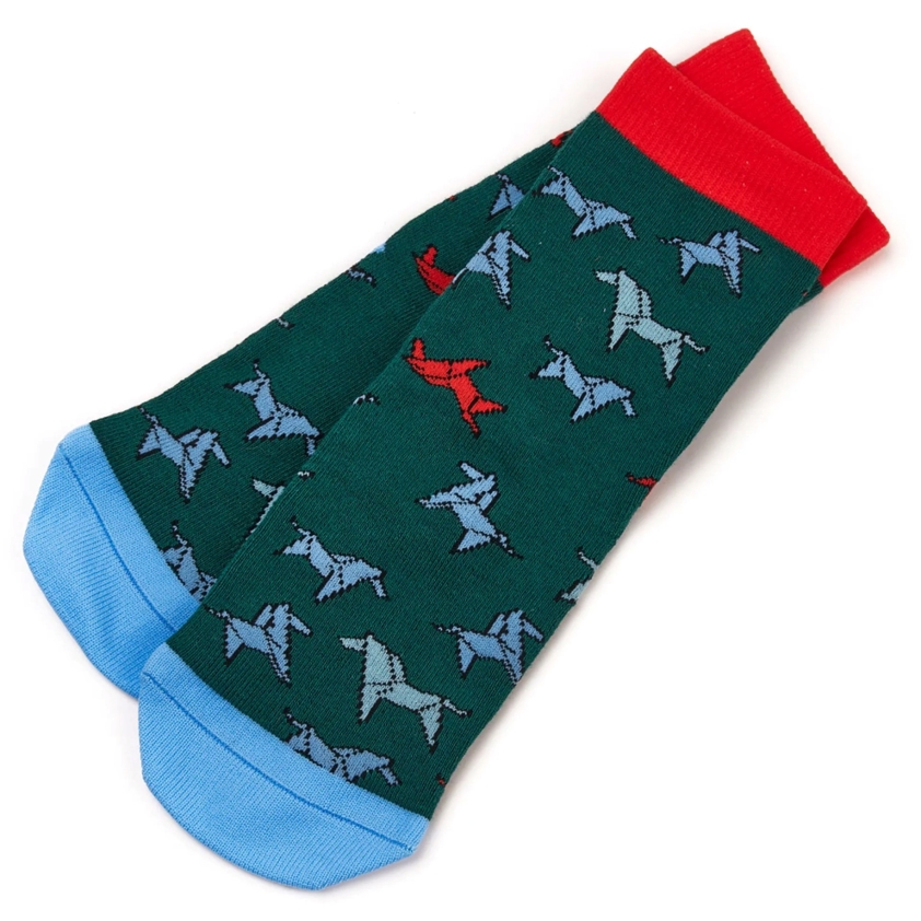 Green Horse Print Tikaboo Childrens Socks