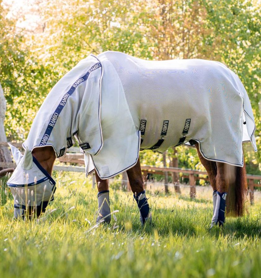 Silver/Navy Rambo Protector Fly Rug