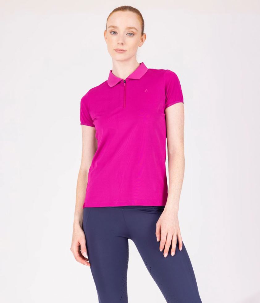 Fuchsia Aubrion React Short Sleeve Tech Polo