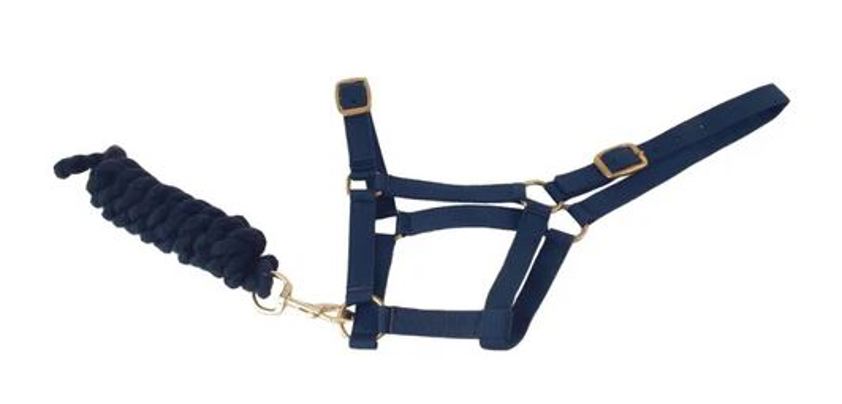 Navy Harlequin Headcollar And Rope Set