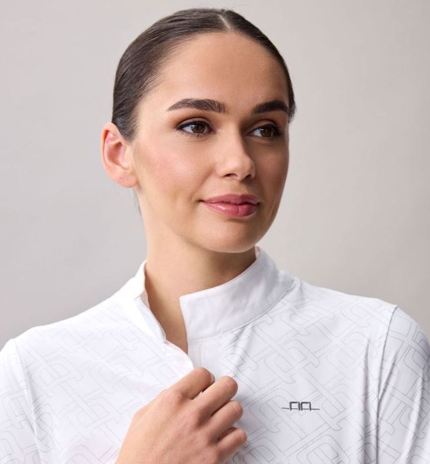 White/Silver Print AA Alcina Short Sleeve Show Shirt