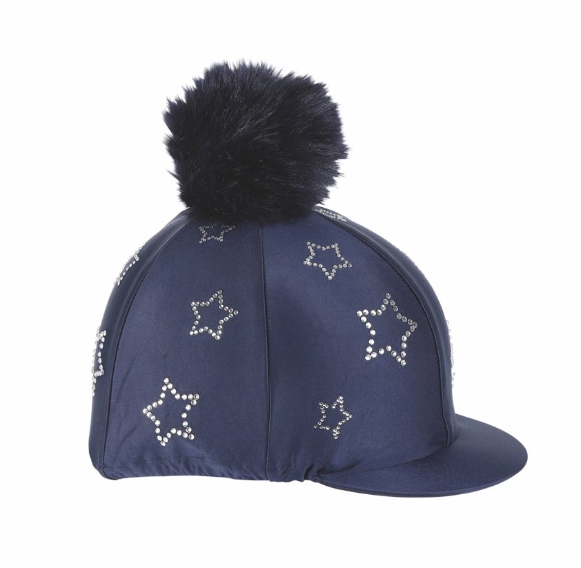 Navy Diamante Star Hat Cover