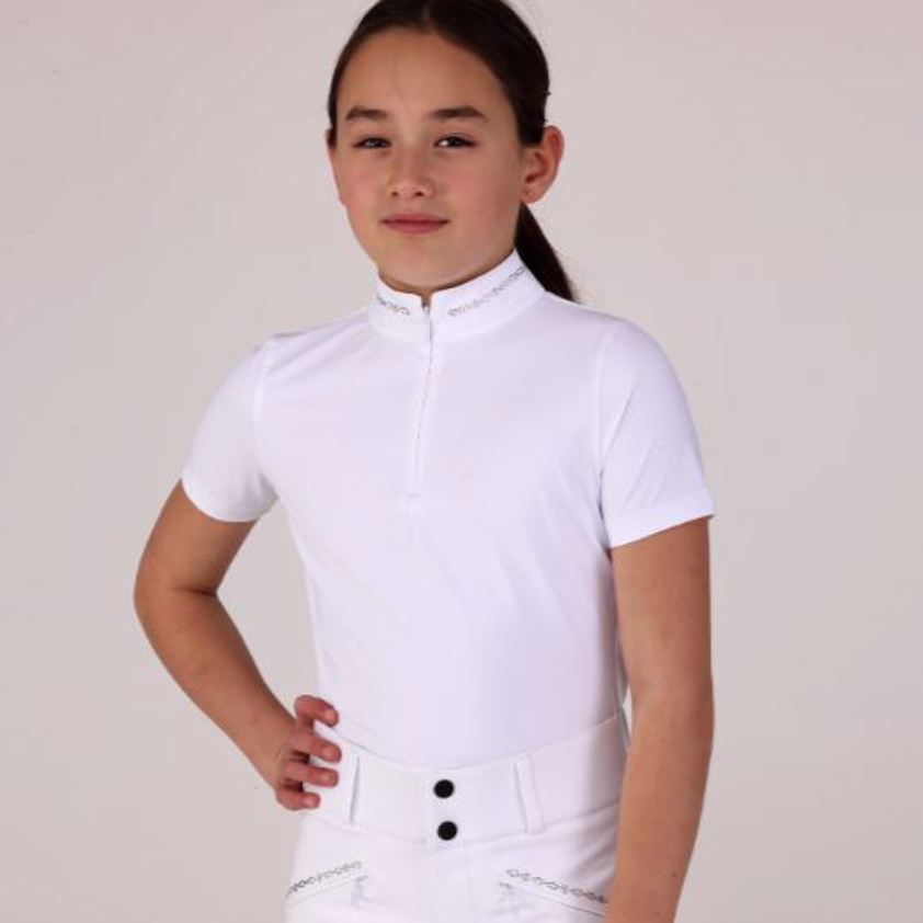 White Aubrion Optima LX Show Shirt - Young Rider