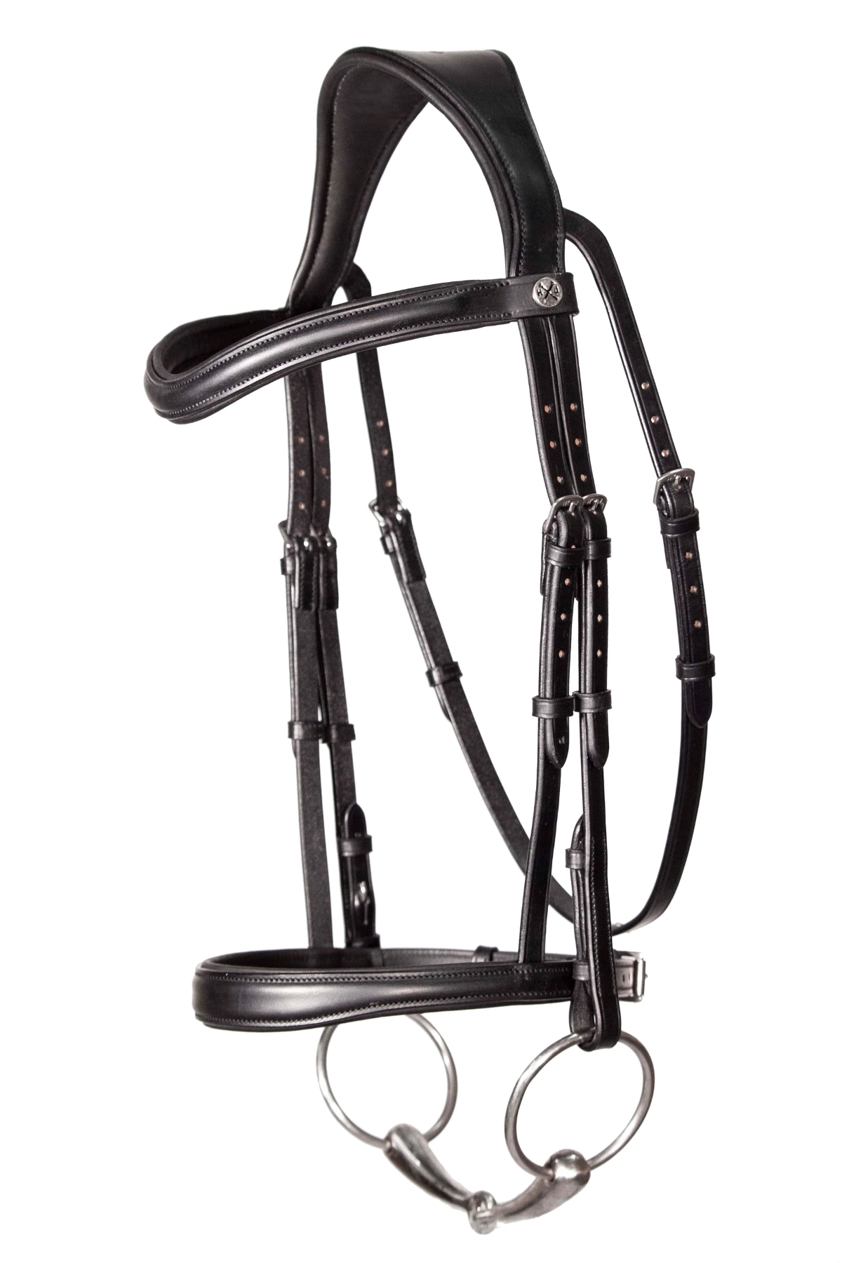 Black Henry James Cavesson Bridle With Flexure Curve Headpiece