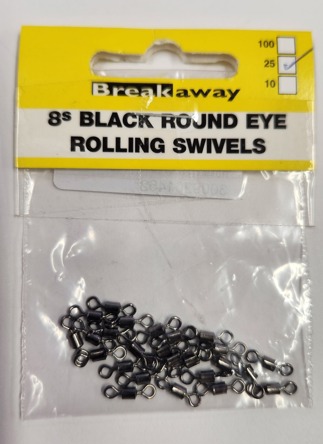 Breakaway Round Eye Rolling Swivel 8S 25Pk