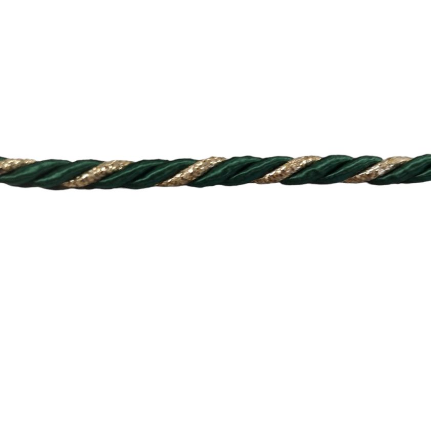 Green Rope Cord With Metallic Thread - 5mm