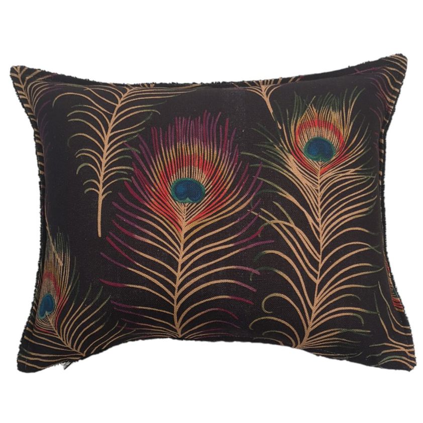 Oblong Peacock Feathers Cushion