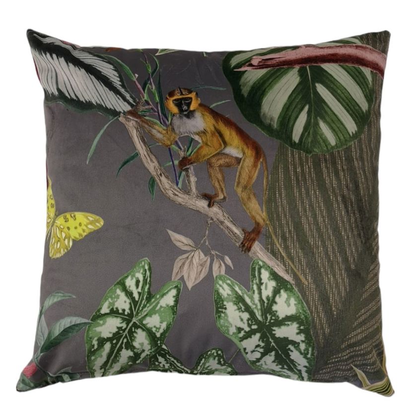 Monkey Caribbean Reversible Velvet Cushion