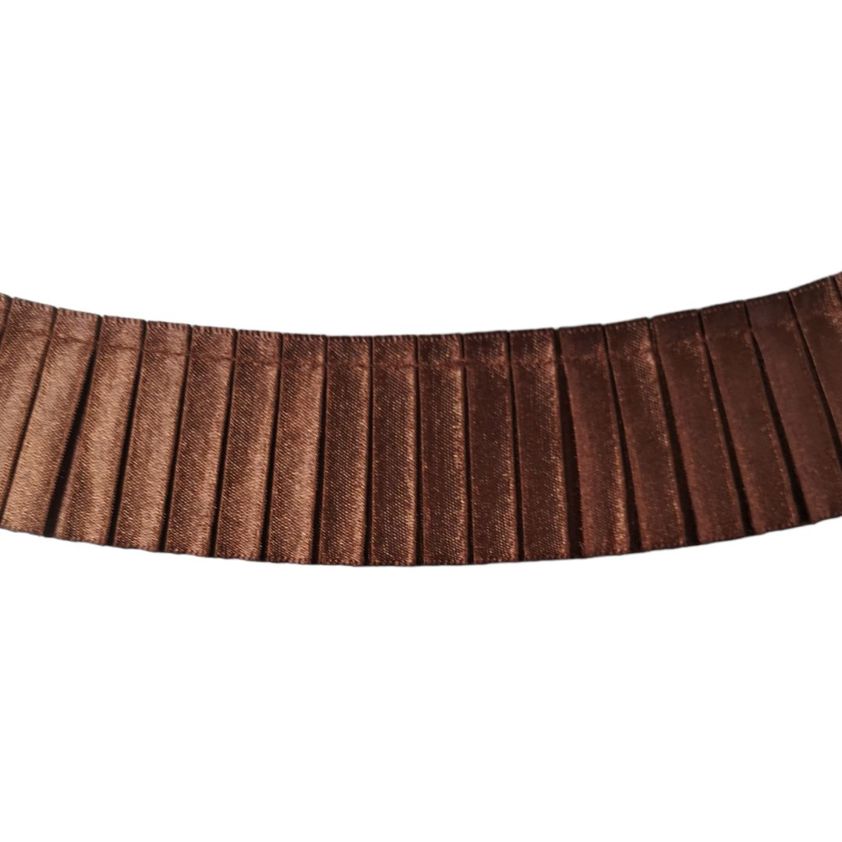 Chocolate Satin Pleated Trimmings - 30mm