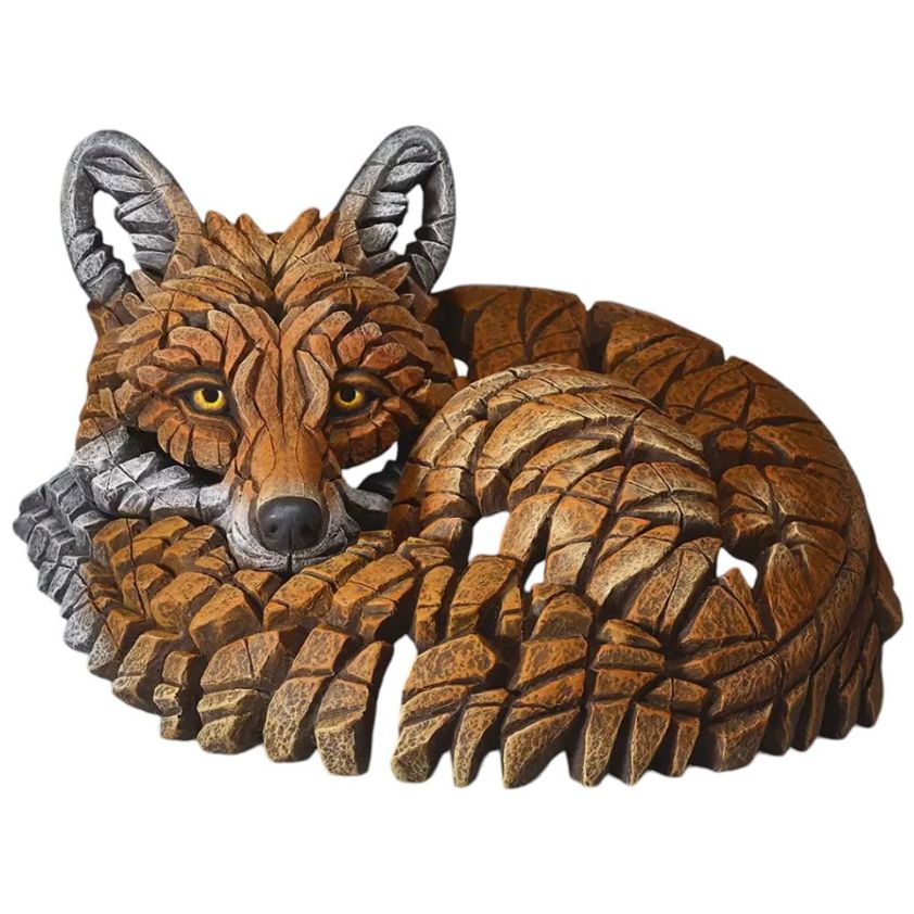 Curled Up Fox Edge Sculpture Animal Figurine