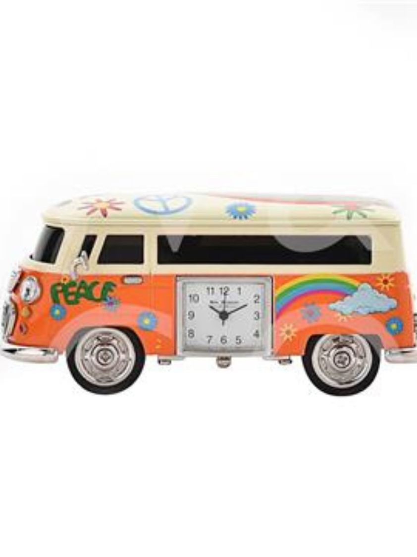 Orange Miniature Clock Camper Van