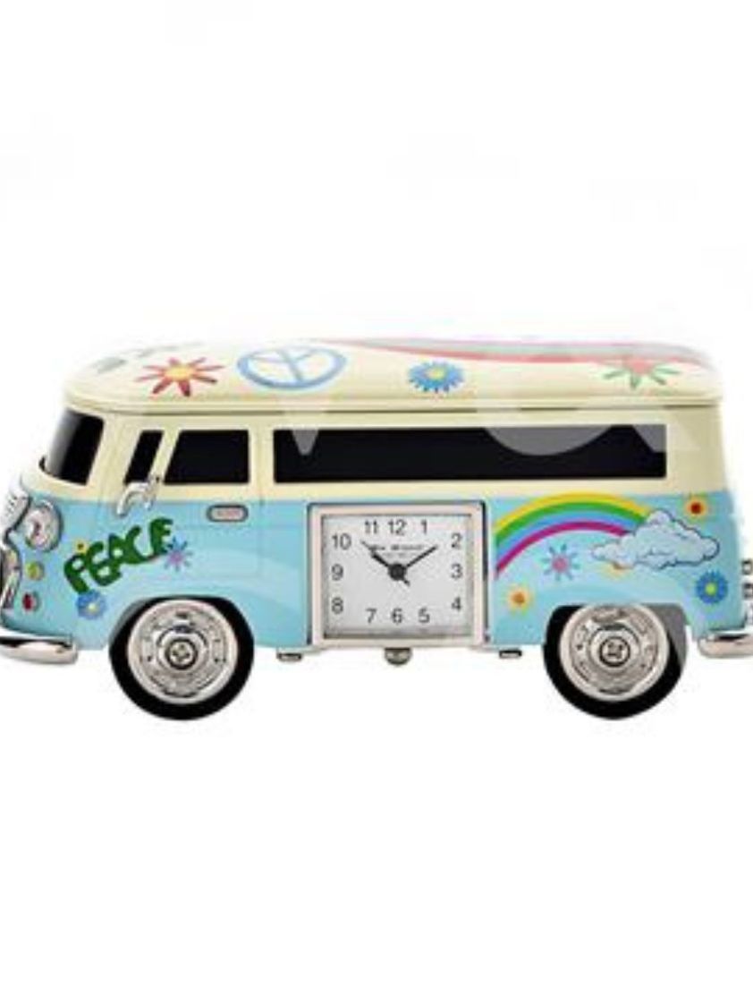 Blue Miniature Clock Camper Van