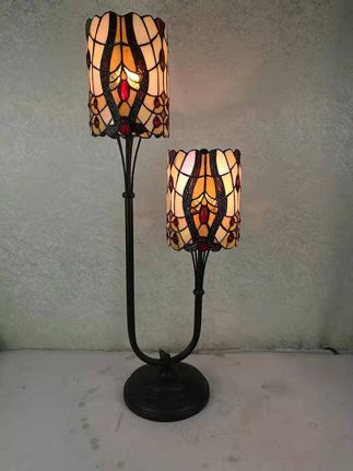 twin stem tiffany lamp