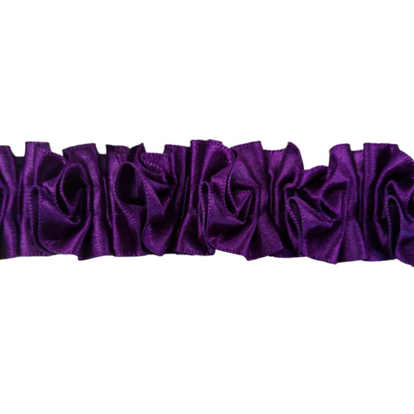 Purple Stretched Ruffle Trimming - 30mm