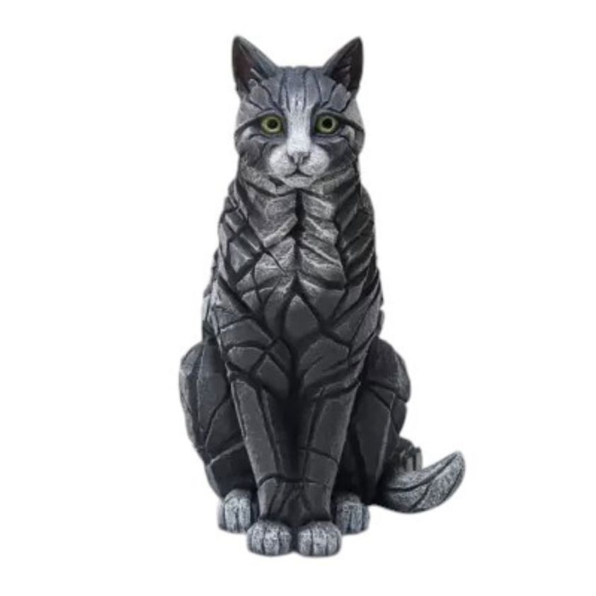 Black and White Cat Edge Sculpture Animal Figurine