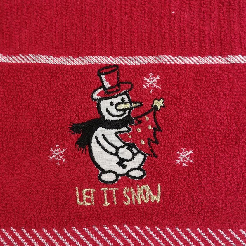 Let It Snow Christmas Embroidered Tea Towels