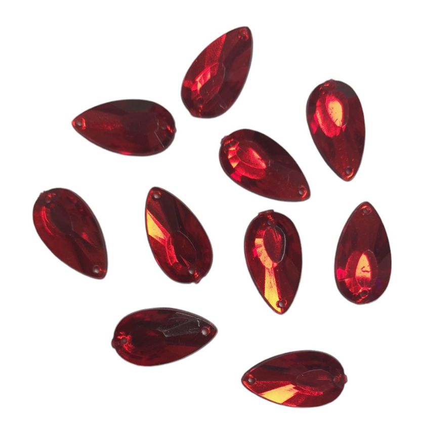 Red Glass Sew On Jewels - Pack Of 10