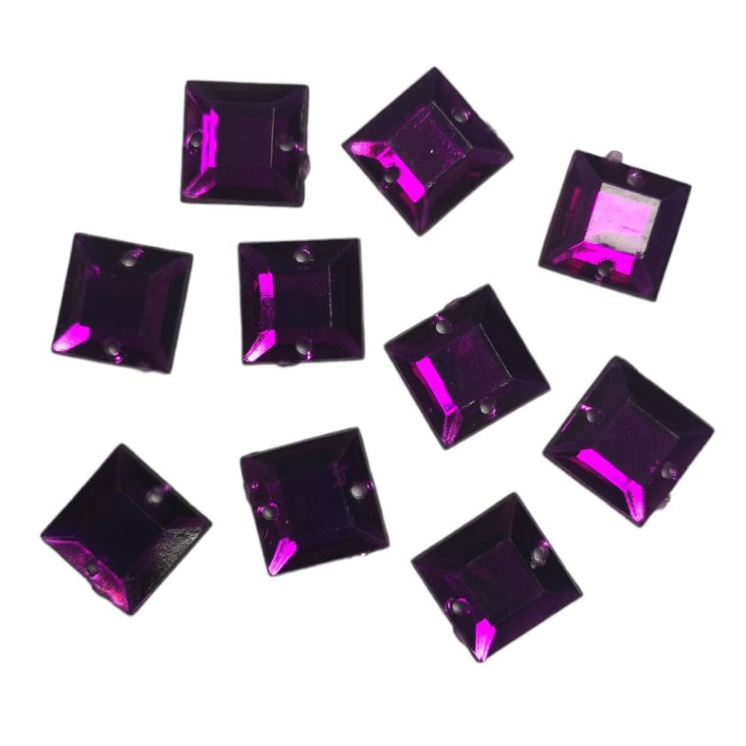 Purple Glass Sew On Jewels - Pack Of 10
