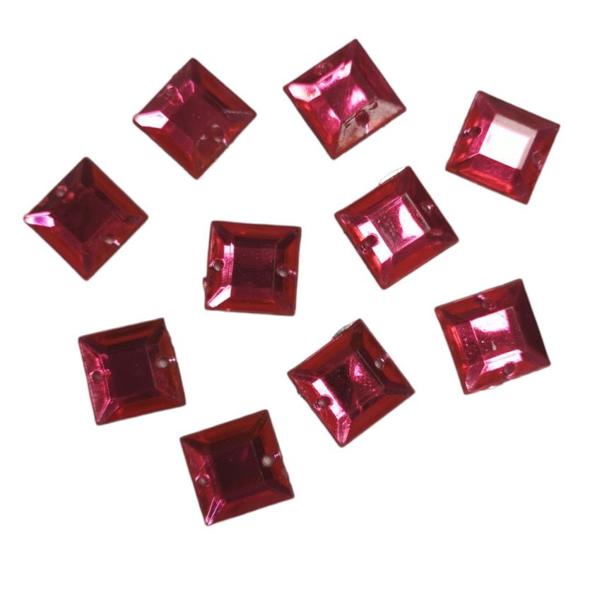 Pink Glass Sew On Jewels - Pack Of 10