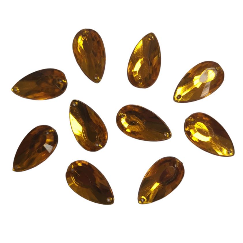 Amber Glass Sew On Jewels - Pack Of 10