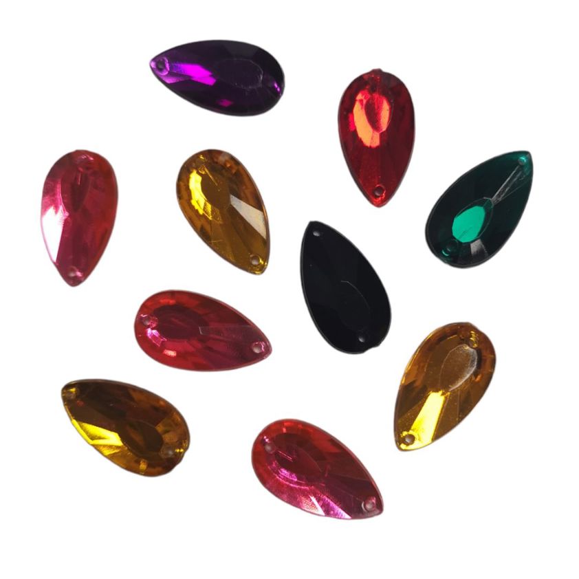 Mixed Glass Sew On Jewels - Pack Of 10