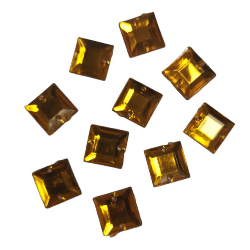 Amber Glass Sew On Jewels - Pack Of 10