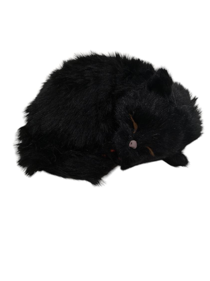 Black 17cm Lying Curled Up Baby Kitten