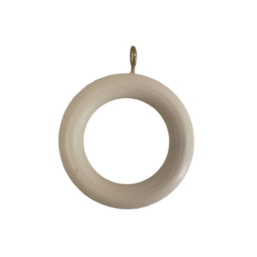 28mm Wooden Curtain Pole Rings - Cream - Pack Of 4