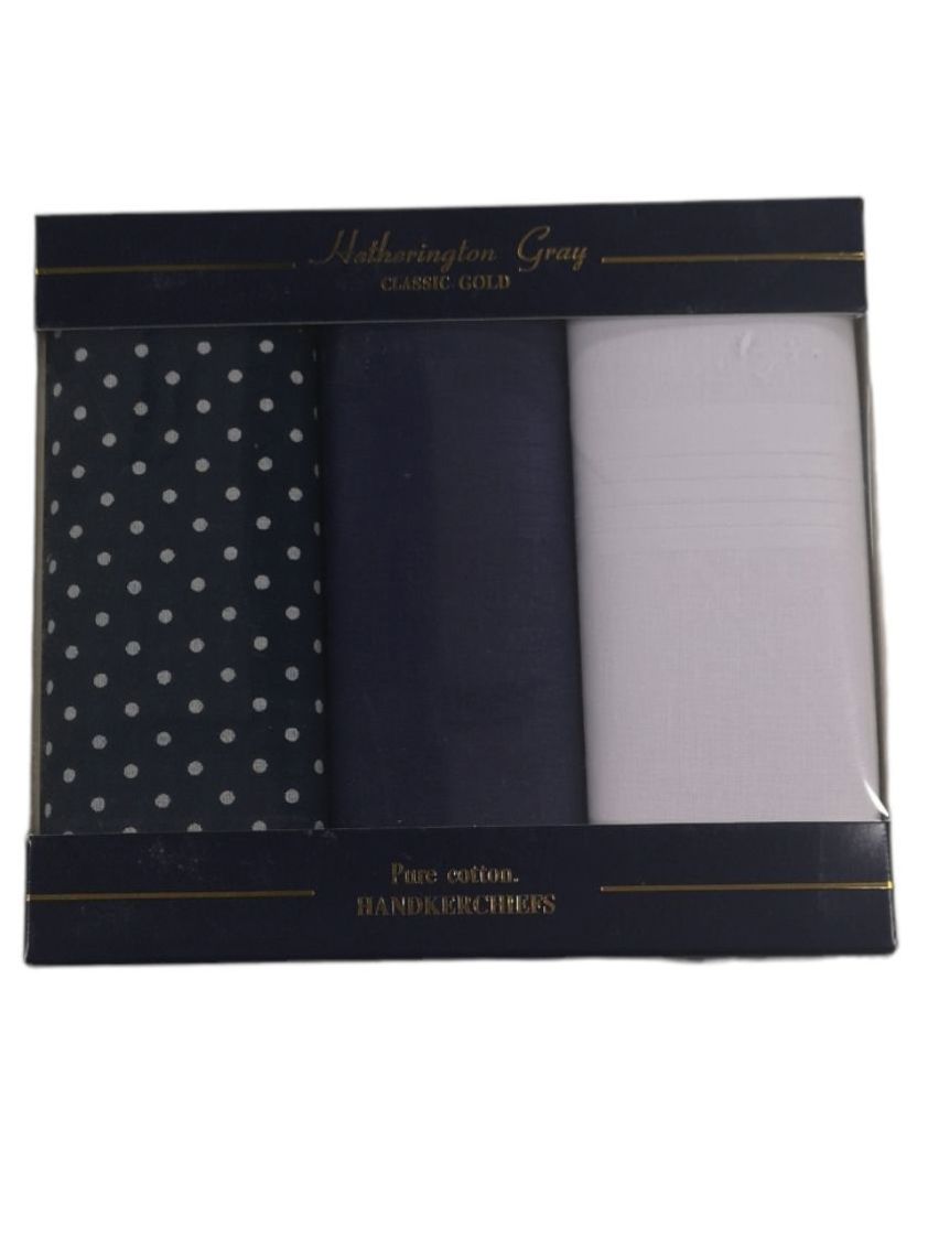 Navy 1 Hetherington Gray Pure Cotton Handkerchiefs