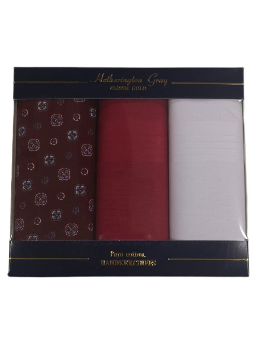 Red 2 Hetherington Gray Pure Cotton Handkerchiefs
