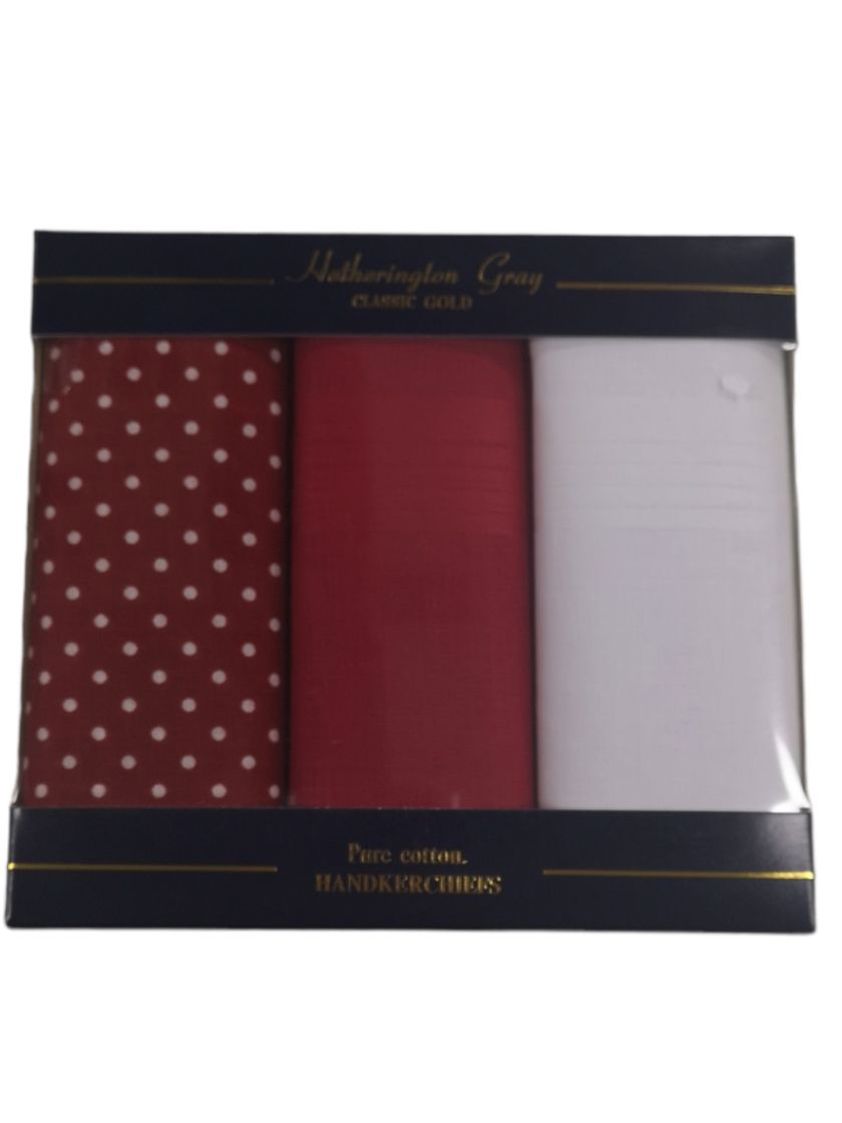 Red 1 Hetherington Gray Pure Cotton Handkerchiefs