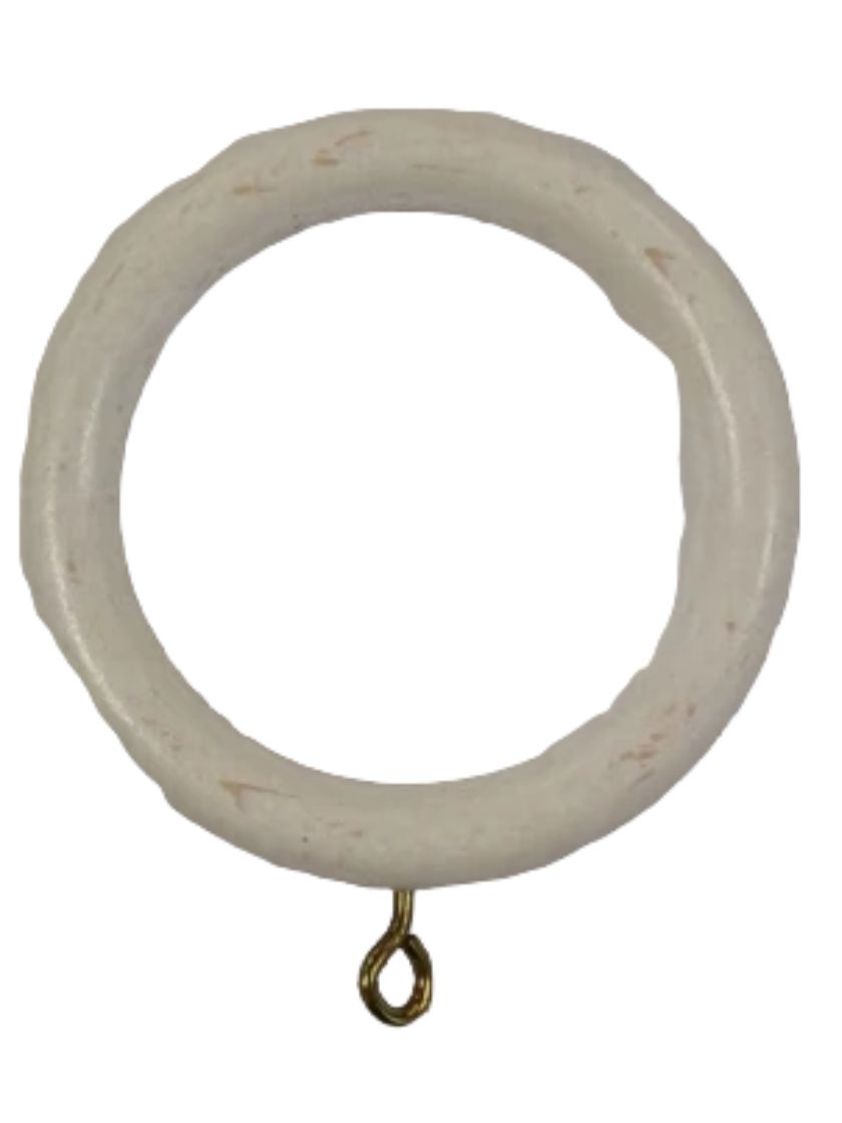 Wood Curtain Rings - Brushed Ivory - 45mm - 6 pack