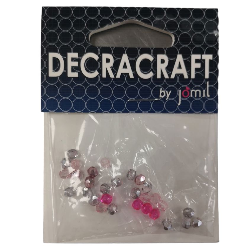 Pink Facetted Glass Beads - 4mm