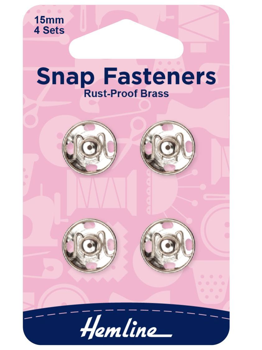 Silver 15mm Snap Fasteners (Pack of 4)