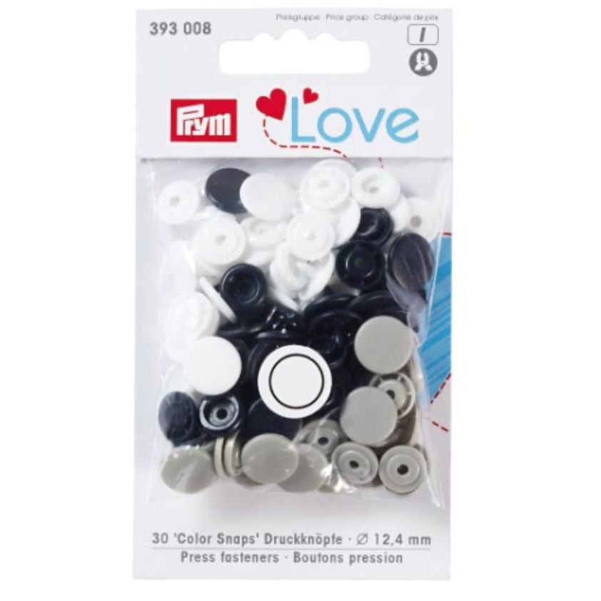 Black And Whites Coloured Press Fasteners - 12mm