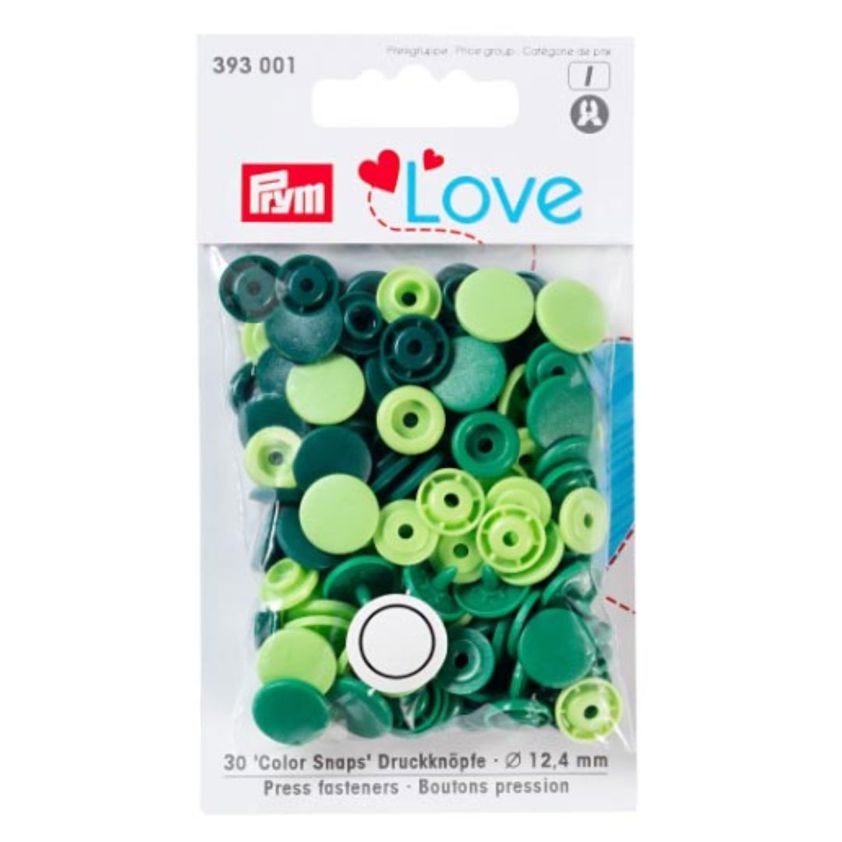 Mixed Greens Coloured Press Fasteners - 12mm
