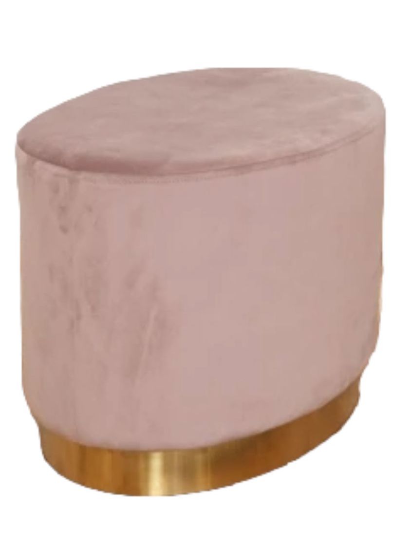 Blush Velvet Oval Footstool - Velvet & Brushed Gold Base