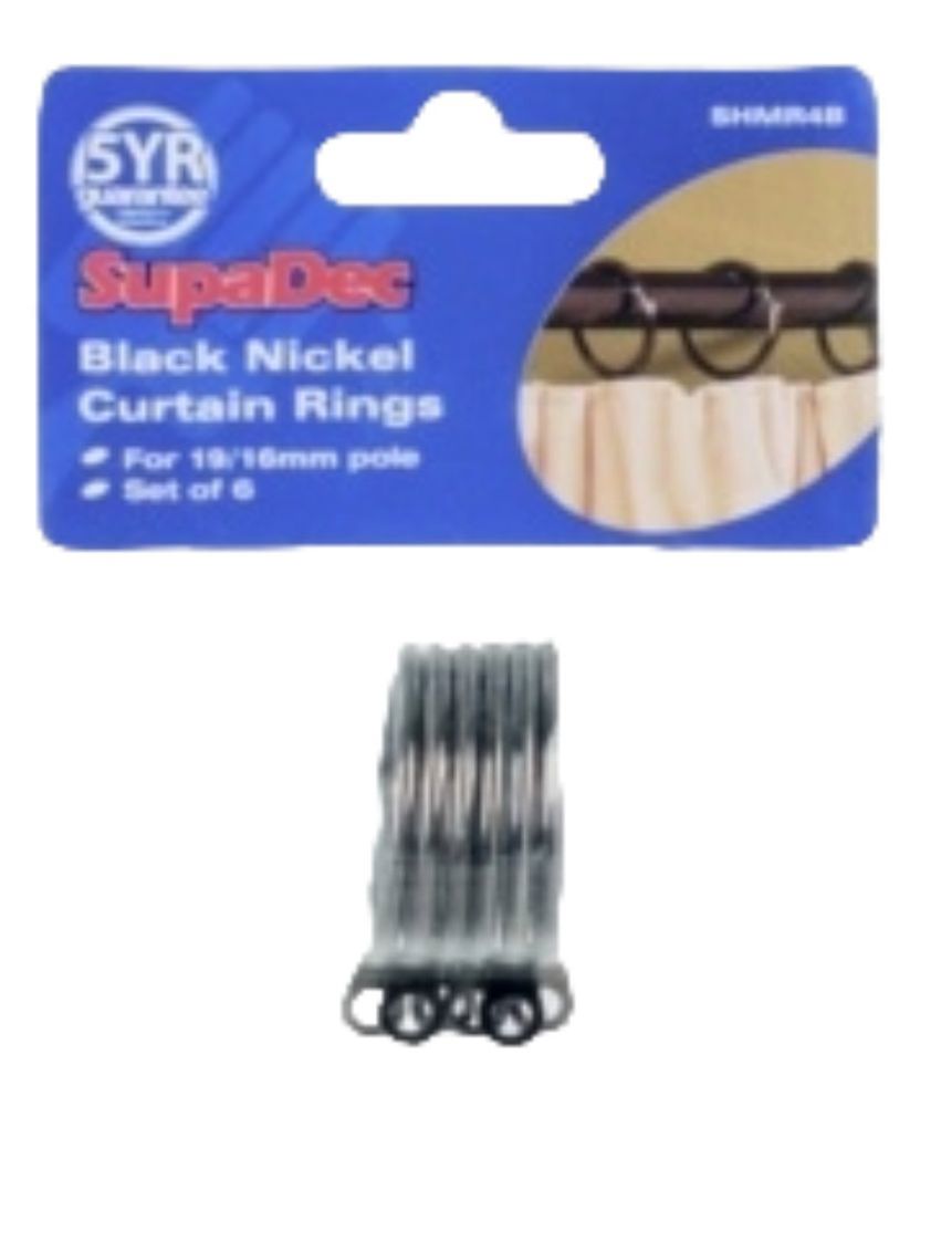 Black Nickel Curtain Rings 19mm - 6 pack