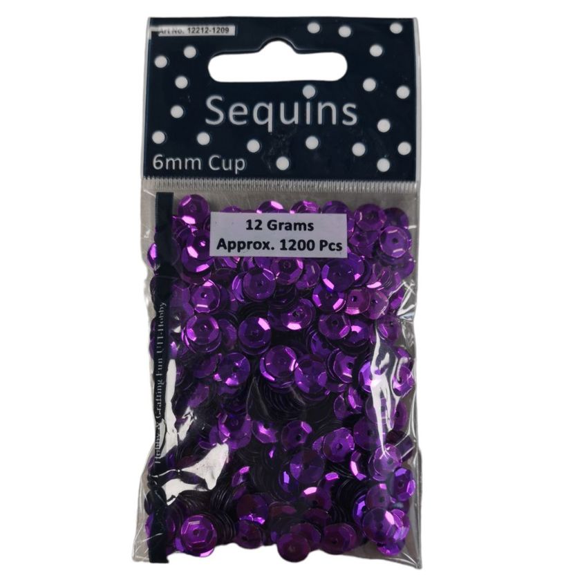 Purple Sequin Cups - 6mm