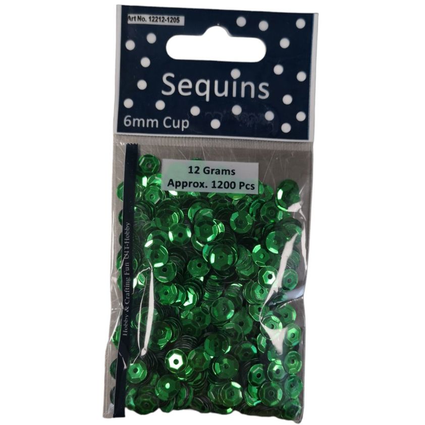 Green Sequin Cups - 6mm